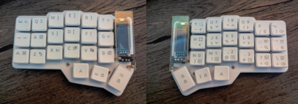 image of corne low profile 40% w/ oled screens & 25g switches keyboard